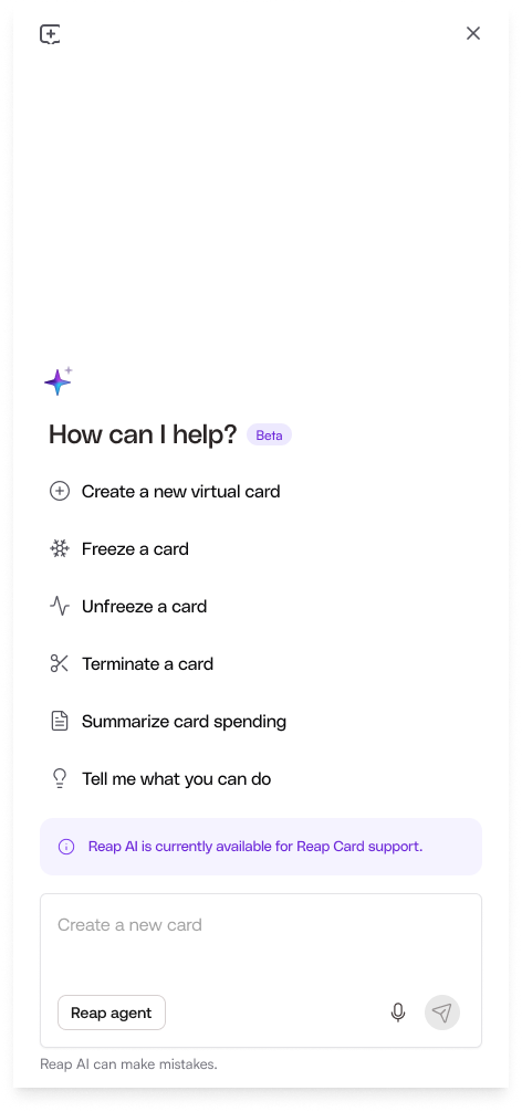 Default state for admins and group owners — full action set including create, freeze, unfreeze, terminate
