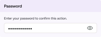 Widget — password confirmation step