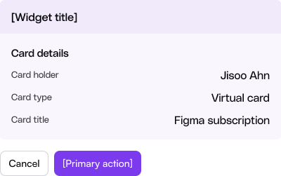 Widget — review summary with card details